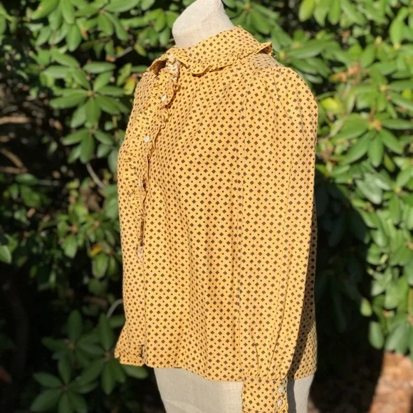 Vintage Ralph Lauren Prairie Shirt Yellow Print 8